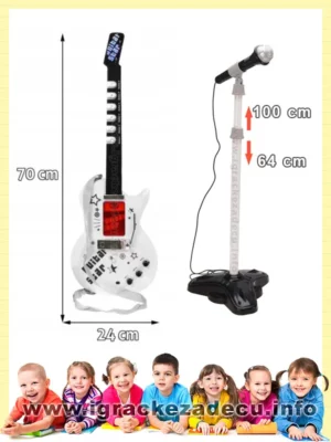 Rok gitara za decu sa stalkom i mikrofonom